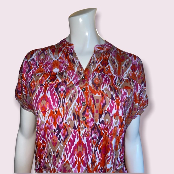 New Directions Petite Dress PS orange and pink patterned - Picture 3 of 5